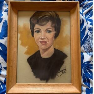Original Artwork Pastel Portrait 60s Woman Mod Kitsch